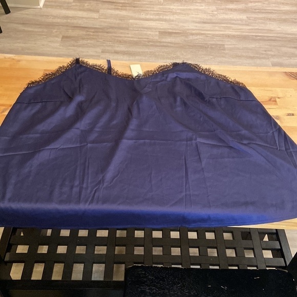 Agnes orinda navy camisole black lace trim new 4x - Picture 5 of 6